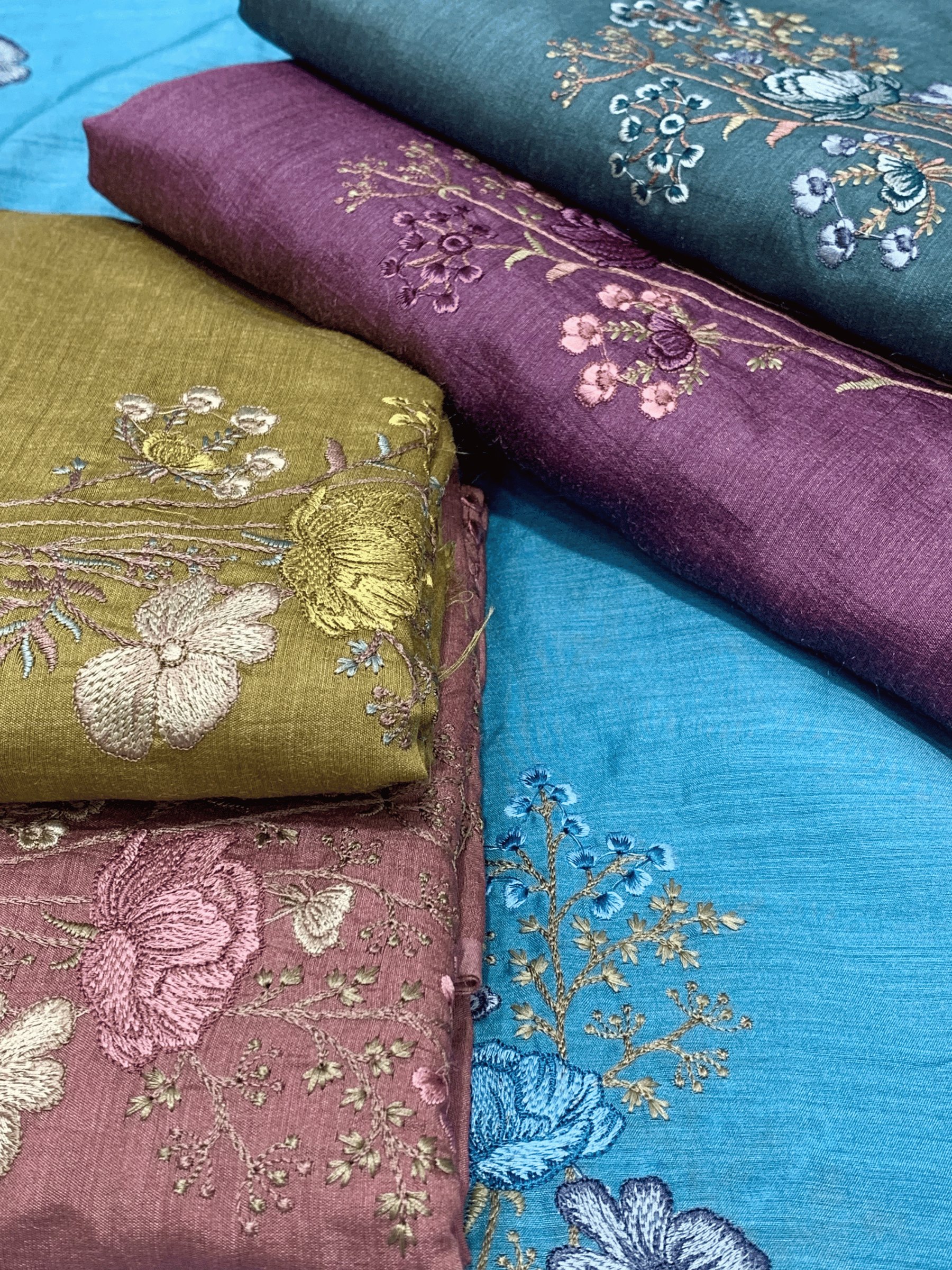 Pure Munga Silk with Embroidery